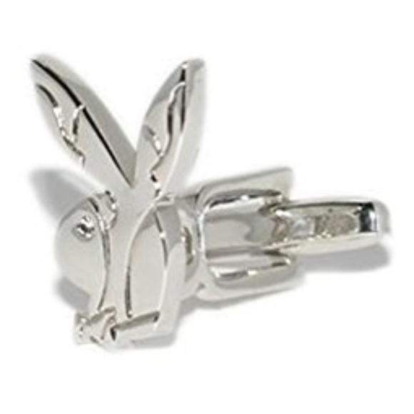 Playboy Cuff Links Platinum Plated Bunny Logo - Picture 2 of 4